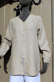 womens linen v neck button through tunic or jacket natural