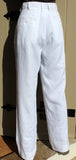 unisex white linen high rise trouser back view