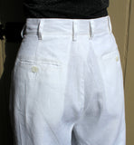 unisex white linen high rise trouser back view close up