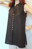 ladies sleeveless long linen tunic black