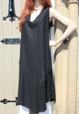 eva tralala ladies washed linen sleeveless dress in black