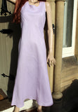womens linen bias cut dress in lilac
