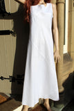 womens linen bias cut dress in white