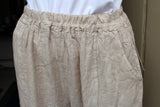 ladies italian fine linen pull on trousers in beige
