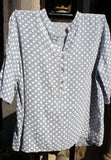 italian cotton gauze womens mandarin collar muted spot shirt topi in grey
