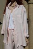 womens fine linen shirt, jacket, tunic in pale pink