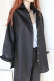 womens fine linen shirt, jacket, tunic in black