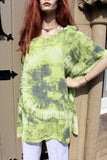 womens italian meshy cotton tie dye two pocket tunic lime