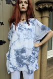 womens italian meshy cotton tie dye two pocket tunic white