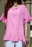 womens italian linen back button tunic in candy pink