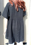 womens italian linen button through long tunic or linen jacket in black