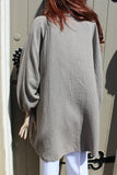 womens italian waffle coton tunic with long sleeves in taupe