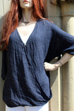 Womens Italian Linen Gauzey Crossover Dolman Top (was £23)
