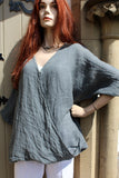 Womens Italian Linen Gauzey Crossover Dolman Top (was £23)