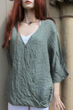 Womens Italian Linen Gauzey Crossover Dolman Top (was £23)
