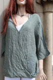Womens Italian Linen Gauzey Crossover Dolman Top (was £23)