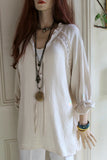 womans italian textured cotton long sleeve tunic in cream