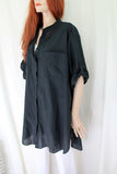 womens italian fine cotton grandad shirt black