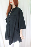 womens italian fine cotton grandad shirt black