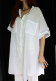 womens italian fine cotton grandad shirt white