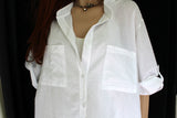 womens italian fine cotton grandad shirt white