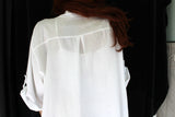 womens italian fine cotton grandad shirt white