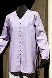 womens linen v neck button through tunic shirt lilac