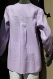 womens linen v neck button through tunic back view