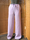 womens classic loose-leg drawstring linen trousers lilac