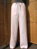 womens classic loose-leg drawstring linen trousers pale pink