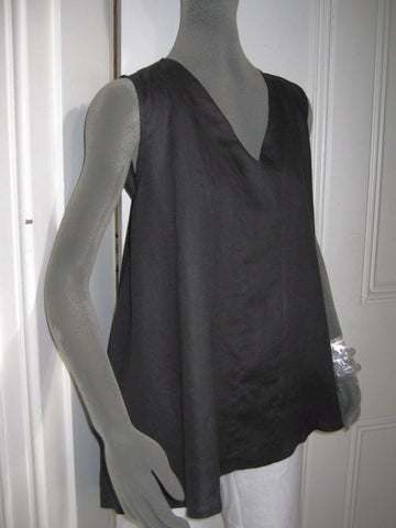 eva tralala linen sleeveless tunic planete black