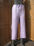 ladies linen cutoff pants lilac