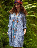 womens fine cotton chambray tunic in blue