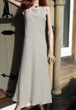 womens linen bias cut dress in natural