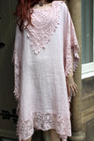womens italian lacey cotton kaftan pale pink