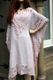 womens italian lacey cotton kaftan pale pink