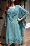 womens italian lacey cotton kaftan teal