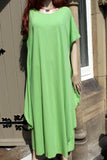 ladies italian plain cotton crepe jersey lounging dress lime