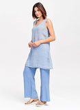 flax womens long sleeveless linen tunic 