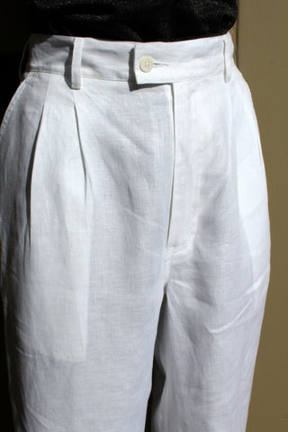 White linen high waisted trousers new arrivals