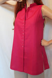 ladies sleeveless long linen tunic fuchsia