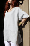 eva tralala womens one size linen tunic rene pale grey