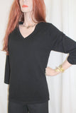 ladies cashmere three quarter sleeve sweater black