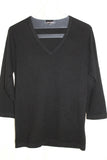 ladies cashmere three quarter sleeve sweater black