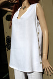 eva tralala sleeveless womens linen tunic natur white