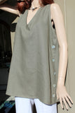 eva tralala sleeveless womens linen tunic natur khaki