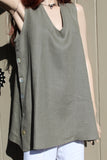 eva tralala sleeveless womens linen tunic natur khaki