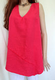 eva tralala womens washed linen long sleeveless tunic baila in fuchsia