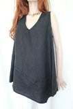 eva tralala womens washed linen long sleeveless tunic in black