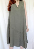 eva tralala ladies olive washed linen sleeveless dress